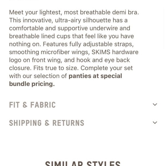 Skims WEIGHTLESS DEMI BRA ONYX / 32DD - Picture 5 of 10